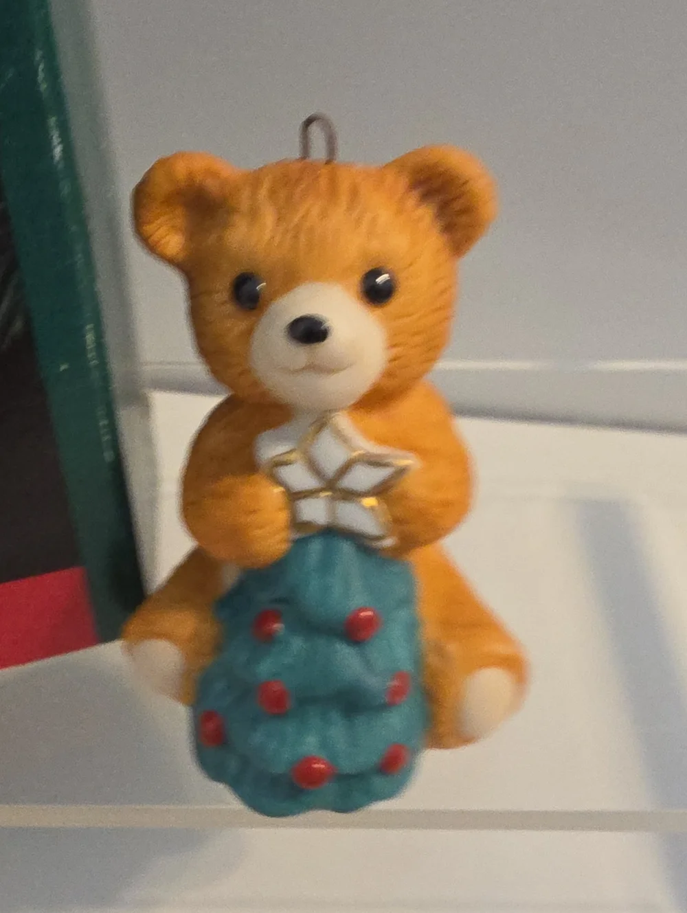 Vintage 1990 Hallmark Keepsake Fine Porcelain Cinnamon Bear Christmas Ornament